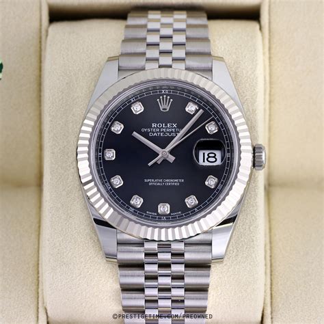 used rolex datejust black dial|rolex datejust 41mm black face.